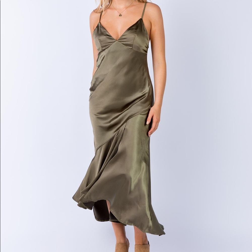 Princess Polly Khaki Midi Dress